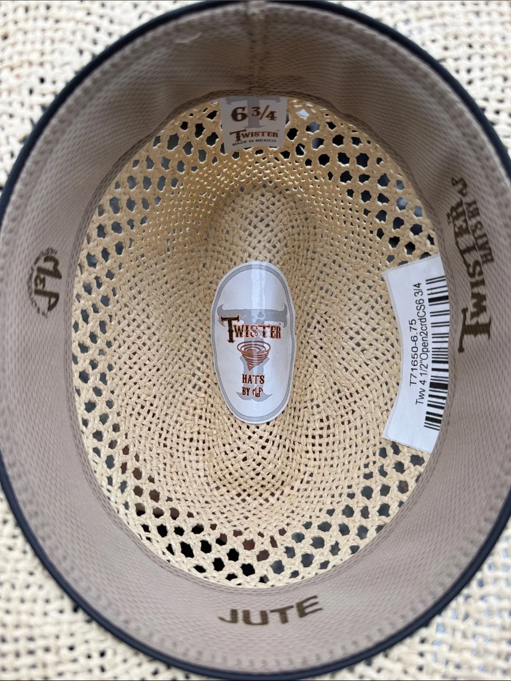 Natural Straw Cowboy Hat with Brown Band custom shape; too shallow for my daugh